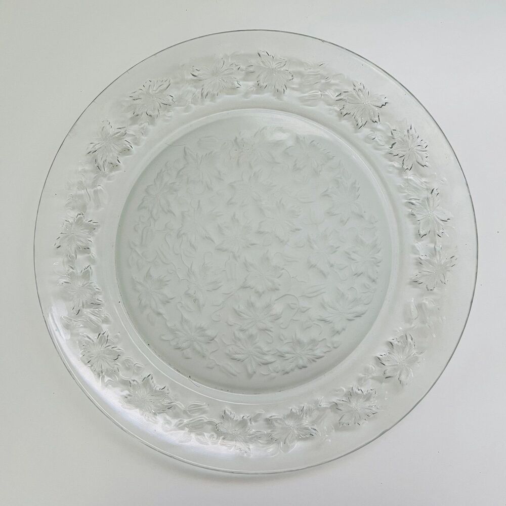 PRINCESS HOUSE Fantasia Clear Pressed 13" Glass Poinsettia Round Serving Plate